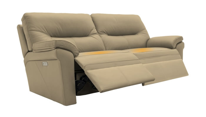 G Plan Seattle Heated Leather 3 Seater Electric Recliner Cambridge Plaster